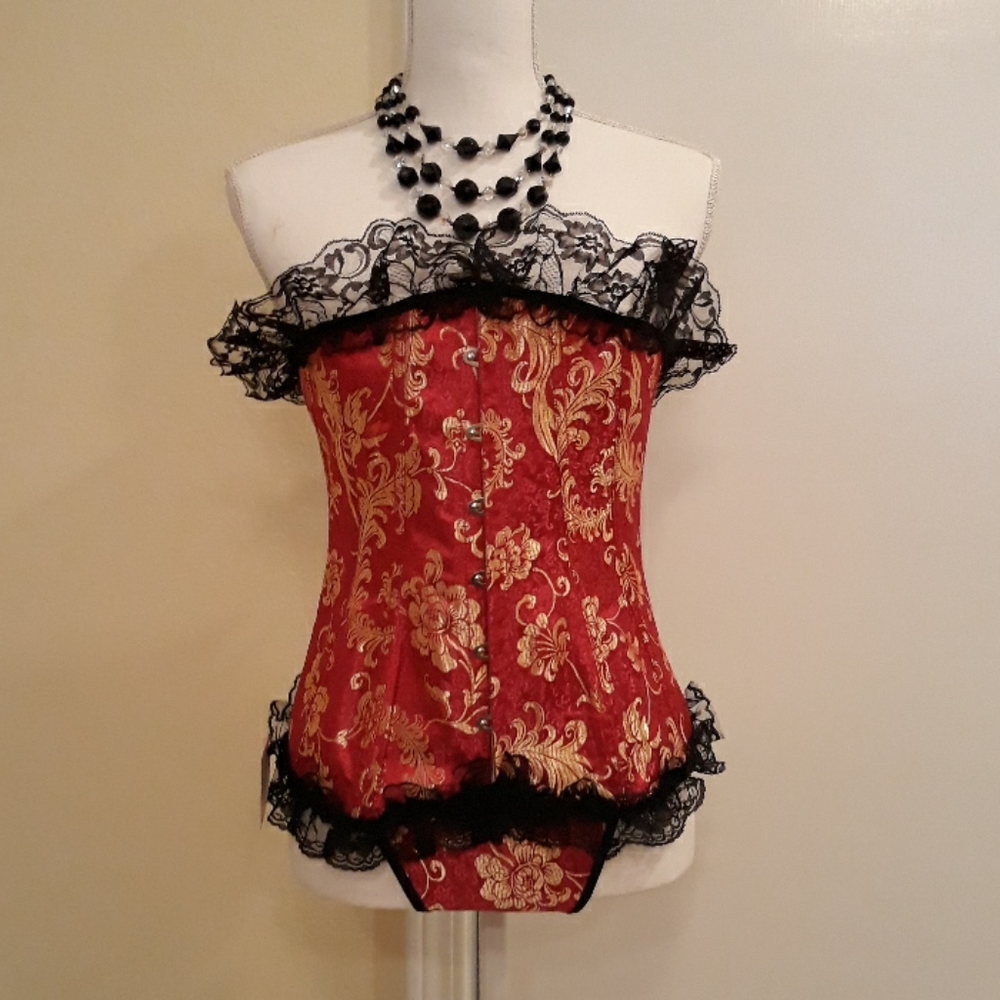 🖤💗Sexy Romantic Adventures Lace Trim Corset Bachelorette Party/Bridal Gift XL